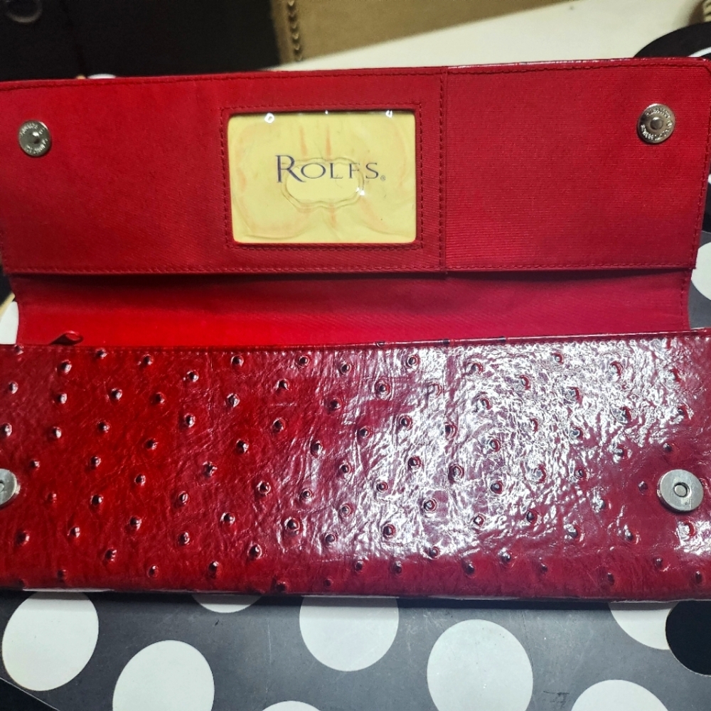 Red leather Rolf clutch